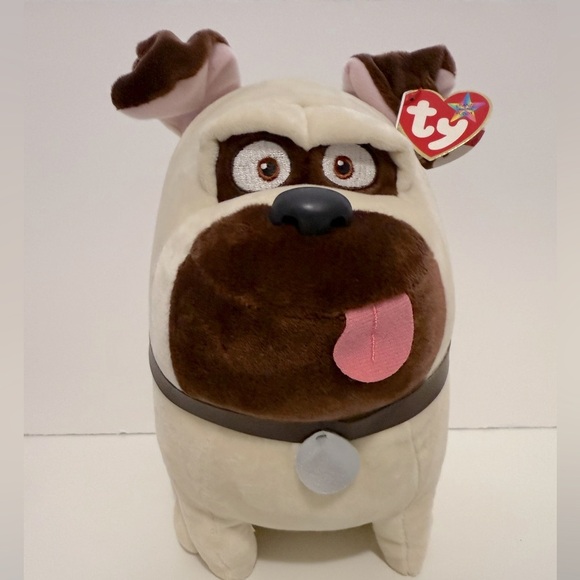 TY Beanie Buddy plush Mel the Pug from The Secret Life of Pets. Cream and Brown - Picture 3 of 10